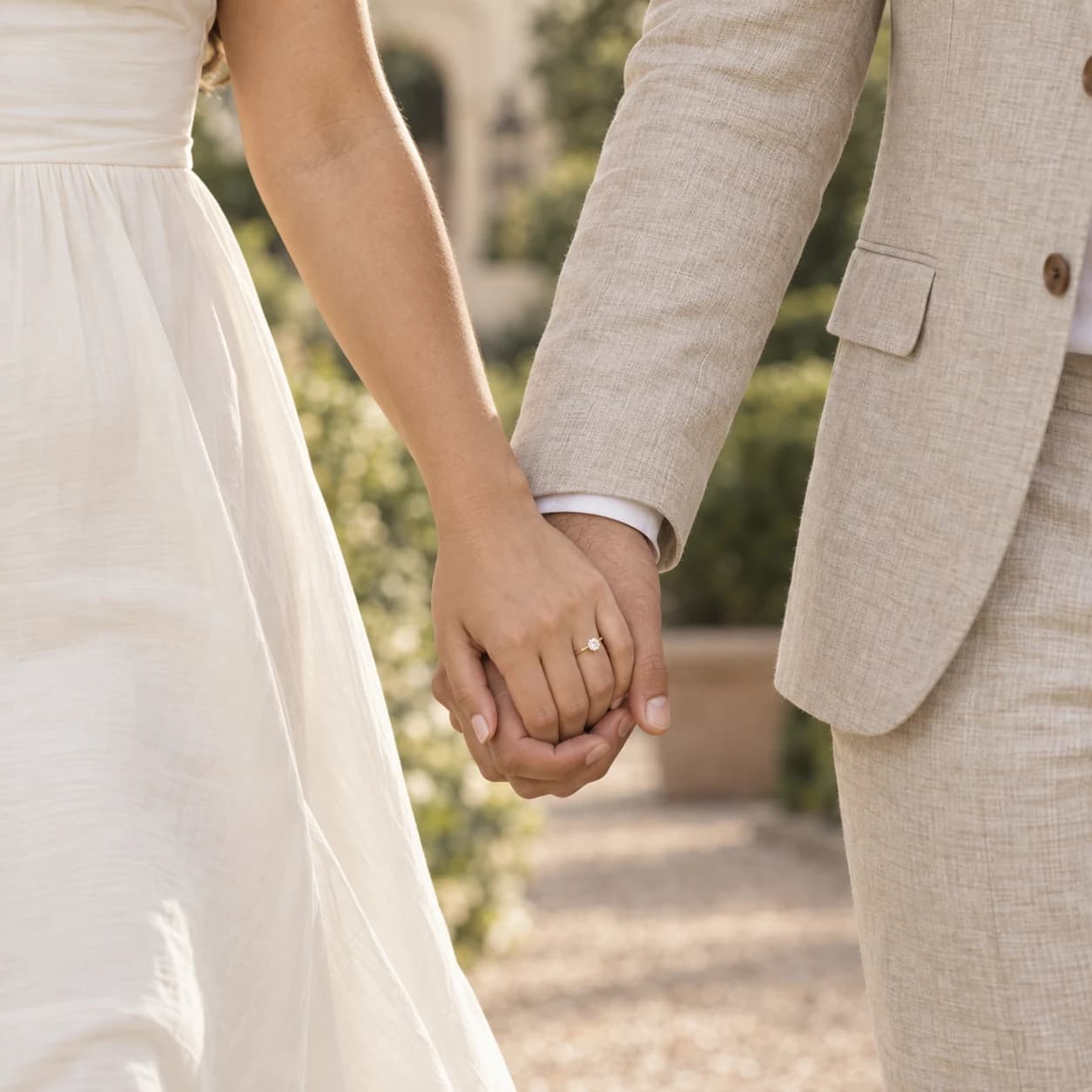 Detalle de las manos unidas de la pareja